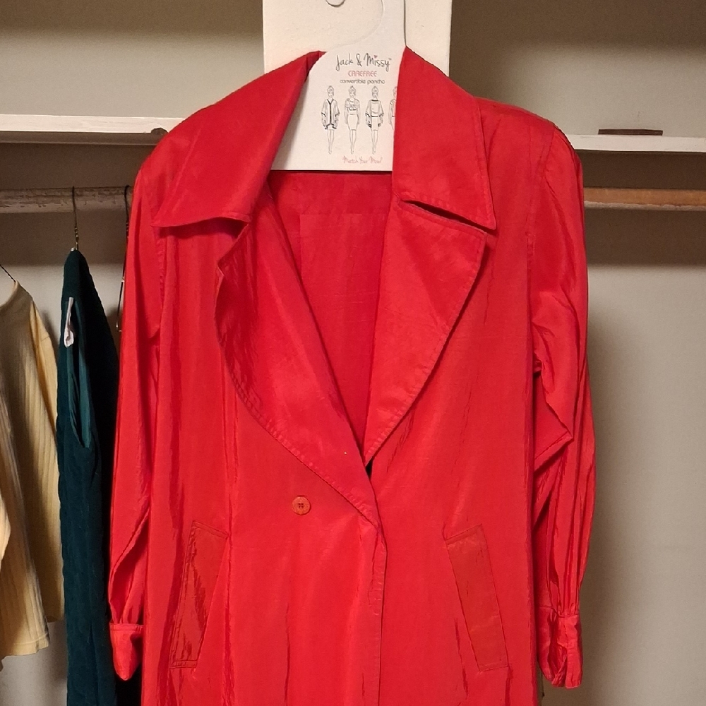 Mycra Pac Red Trench Coat Classic Tailored Design
